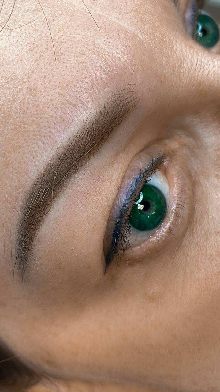  Пудровые брови: естественная густота без графичности. Персональный эскиз, точная симметрия, деликатное заживление