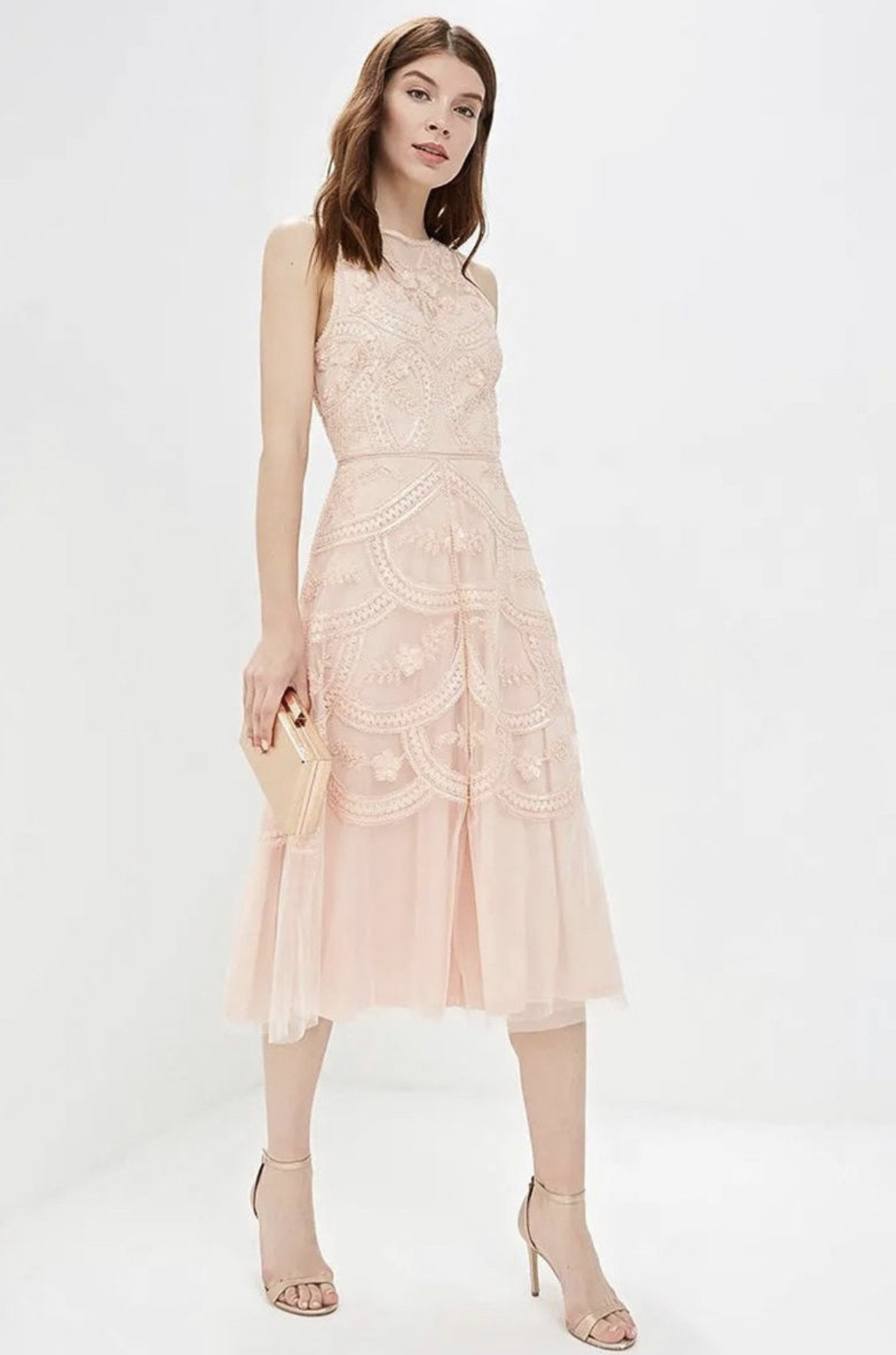 №40 Платье длины Миди. Расшитое бисером. Размер 42-44-46. 1000 руб