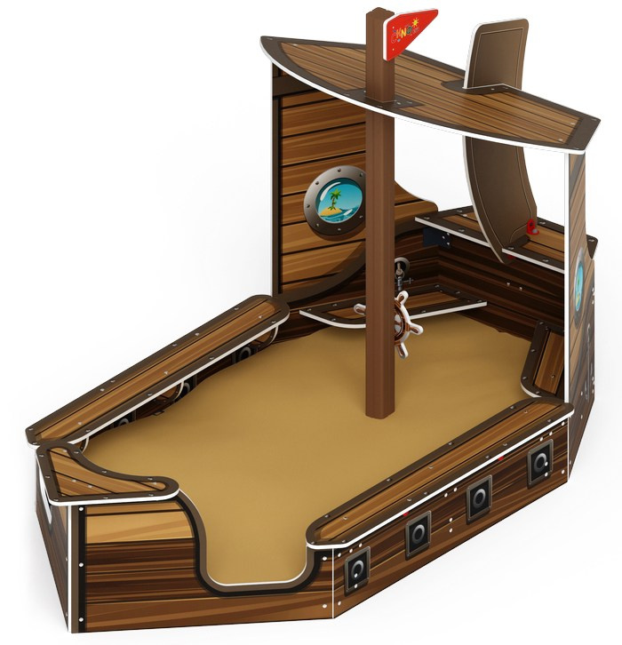 Песочница большая Катерок - ИО 5.03.02-03 Габариты (ШхДхВ): 1820x3580x2200 Зона безопасности, мм: 2820х4580