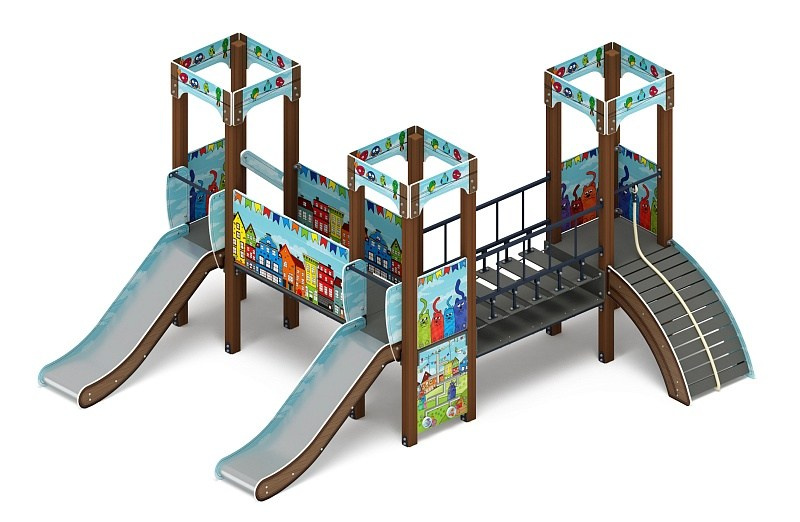 Королевство (Коты) - ДИК 1.15.03-11 - Игровой комплекс H=900                                                                                                              Габариты (ШхДхВ): 4160х4760х2650                                                                                                                                                                       Зона безопасности, мм: 7160х8260                                                                                                                                                                          Скат горки: H=900 (металлический скат)