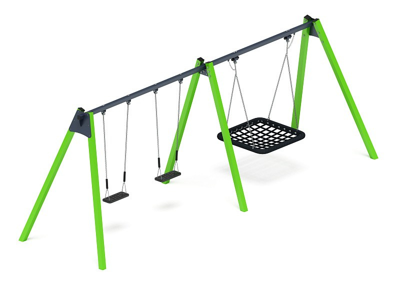 Качели М3 (зеленый) ИО 13.М.06.03.03.01-02 Габариты (ШхДхВ): 5980х1630х2070 Зона безопасности, мм: 6000х7000 Возрастные ограничения от 3 лет, весом не более 70 кг