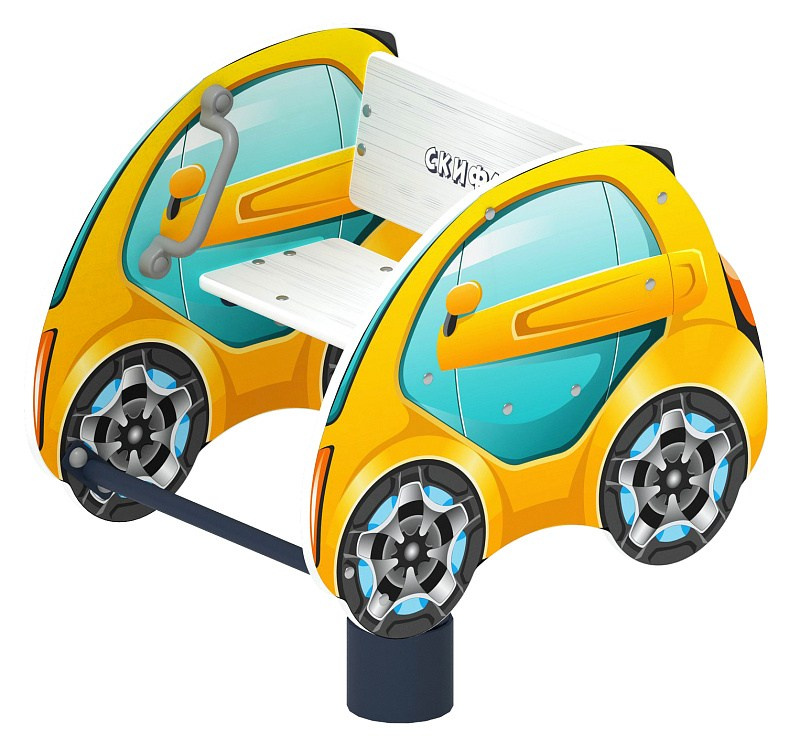 Машинка - Качалка на пружине машинка мини - ИО 22.03.03-И1 Габариты (ШхДхВ): 730х560х810 Зона безопасности, мм: 2730х2560 Возрастные ограничения весом не более 70 кг