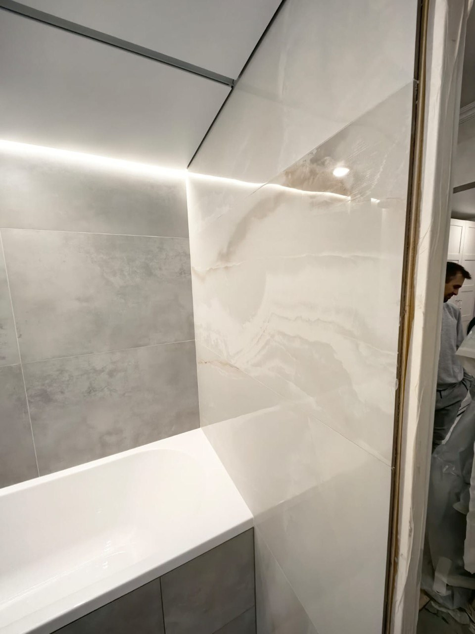 Ванная комната (ул. Четаева д. 49). Ремонт санузла, туалета, ванной под ключ в Казани. Укладка плитки