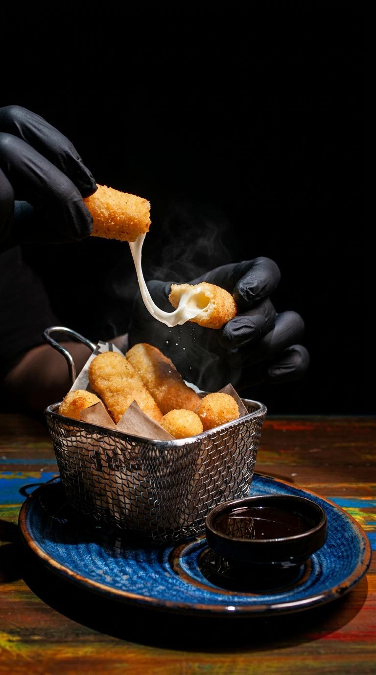 сырные хрустящие палочки с соусом барбекю 