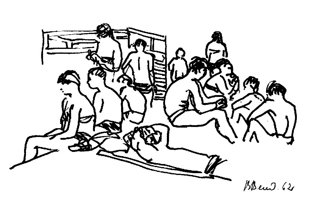 1962.Пляж.Феодосия. Тушь