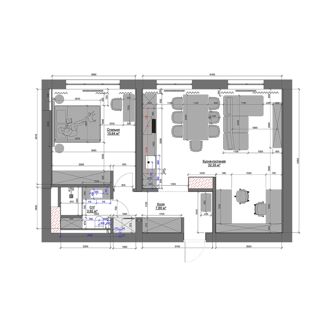 Квартира для молодой пары с этническим декором 60 m². SHAIMERDINOVA INTERIORS