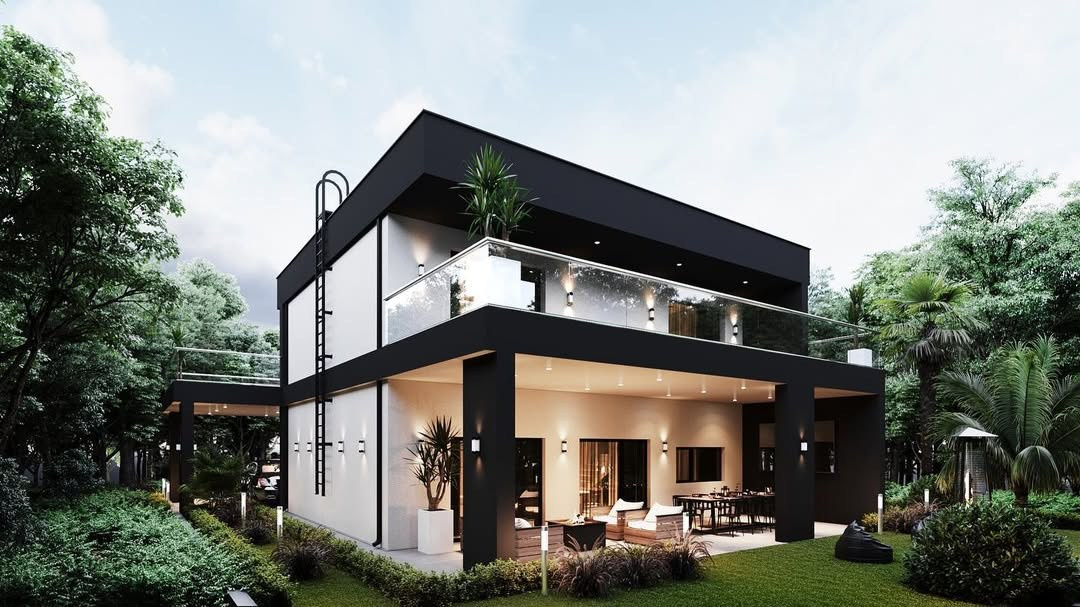 Энергосберегающий, функциональный и эстетичный дом в стиле Hi-tech. Дом на небольшом и угловом участке. Архитектор Вера Каракезиди