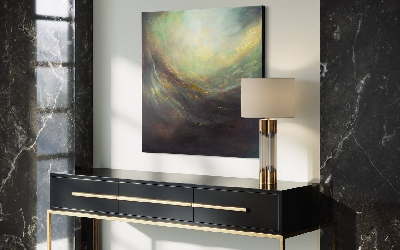 Abstract painting capturing a tranquil and otherworldly scene. Pavel Korshun — Contemporary painter. Original abstract painting