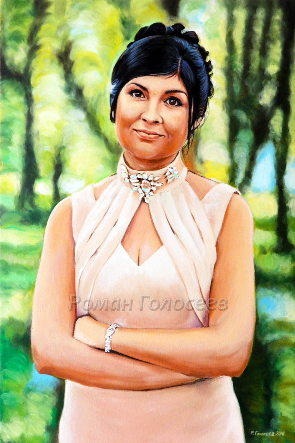 "Красивая женщина", 60х40, холст, масло, 18.02.2016