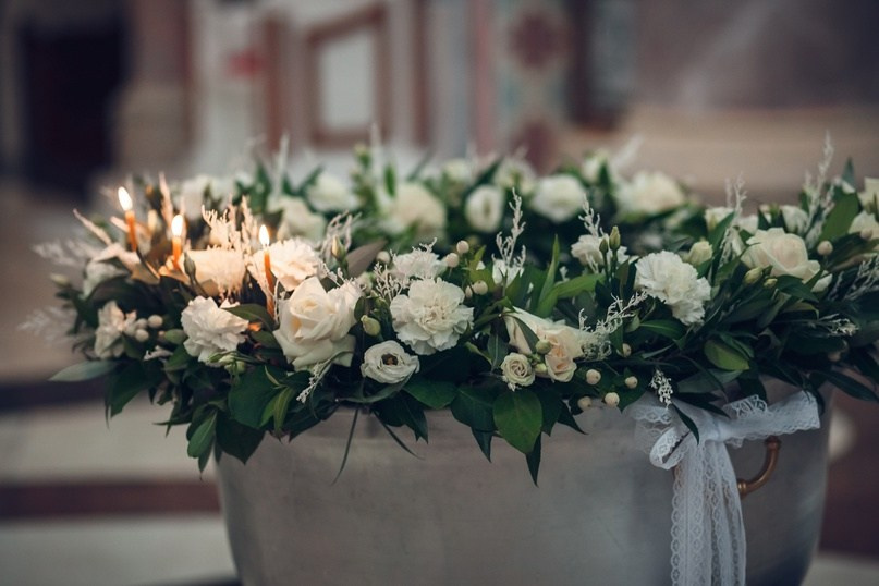 Украшение купели цветами — флорист. Фотограф на крещение и венчание в Самаре и Тольятти Елена Арди