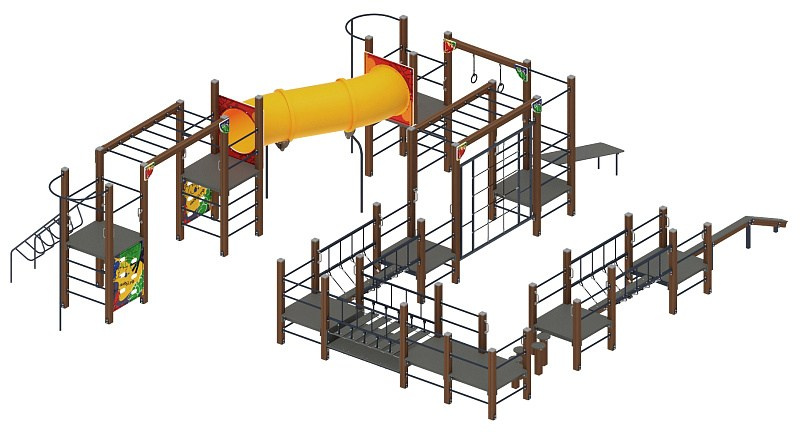 Спортивная серия (Граффити) СК 2.01.23-01.1 Габариты (ШхДхВ): 10050х9080х2500 Зона безопасности, мм: 13050х12080 Возрастные ограничения 5-12 лет