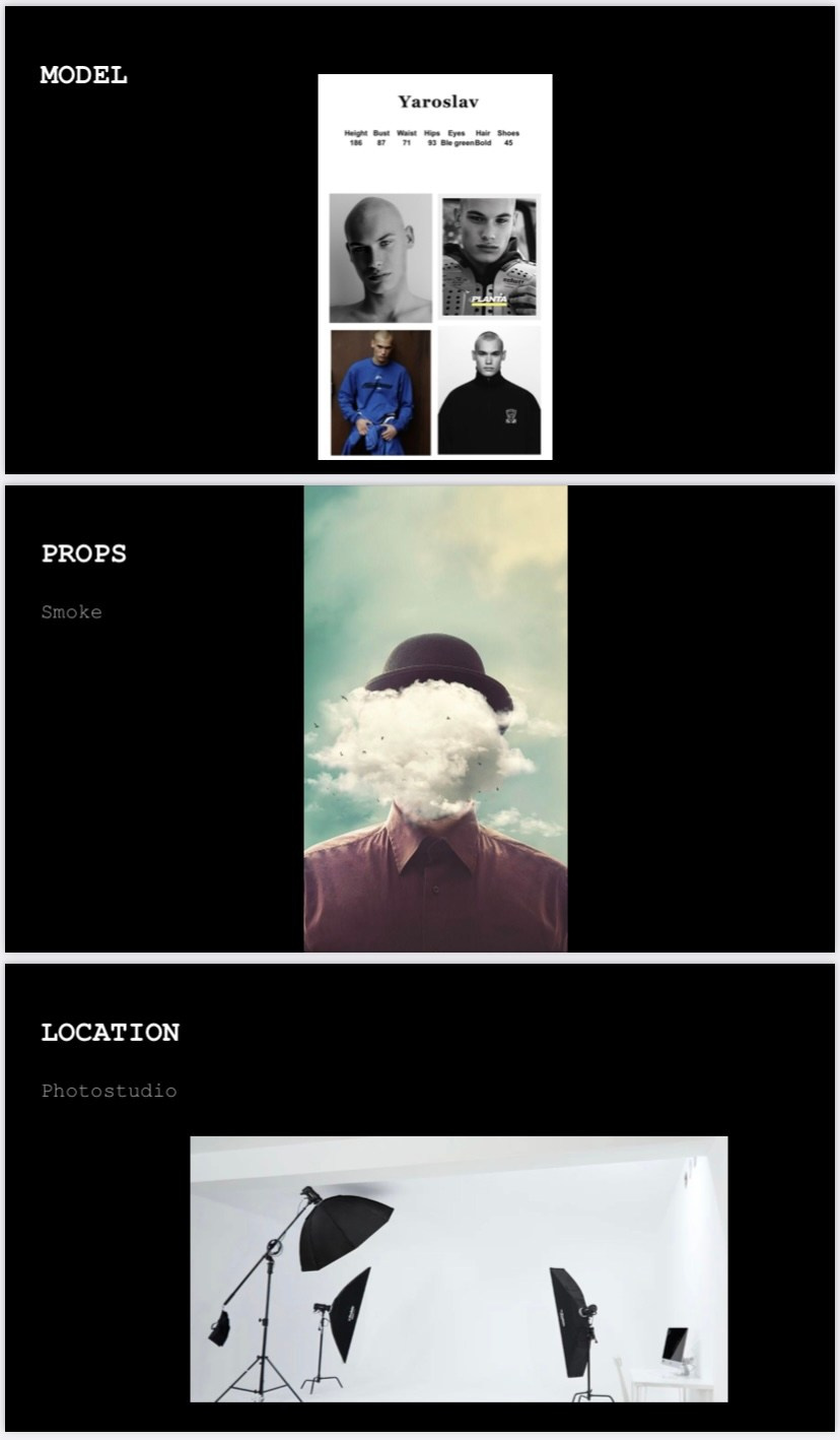 Fashion shoot “ALLEGORY OF THE SHADOWS”. Elizaveta Filchenko. Fashion-photographer and director