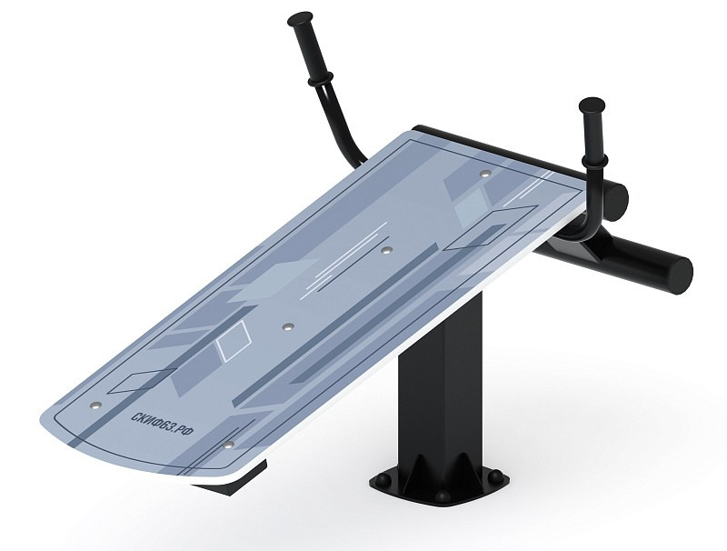 Лавка для пресса (серый) - Уличный тренажер - СТ 002-13 Габариты (ШхДхВ): 1440х780х790 Зона безопасности, мм: 2000х2000 Оборудование предназначено для подростков в возрасте от 14 лет и взрослых, весом не более 100 кг. 