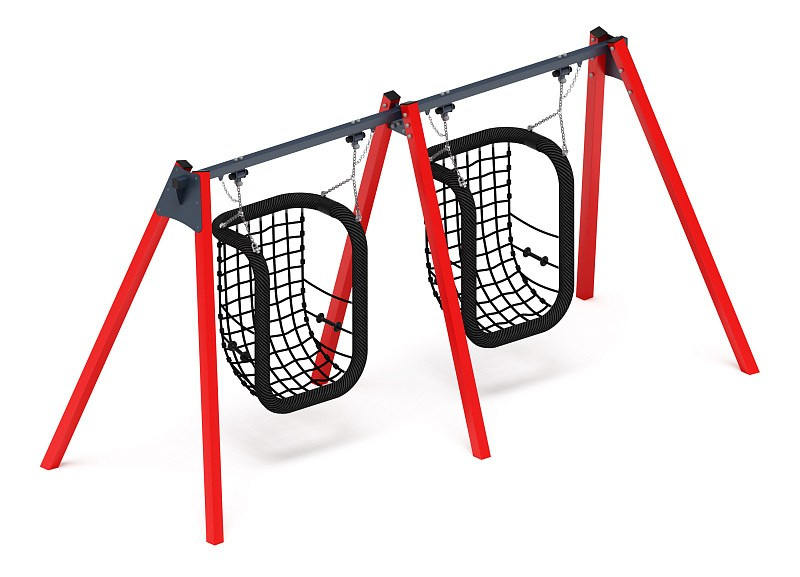 Качели М2 (красный) ИО 12.М.08.08.01-01 Габариты (ШхДхВ): 5230х1765х2250 Зона безопасности, мм: 5250х7000 Возрастные ограничения от 3 лет, весом не более 70 кг