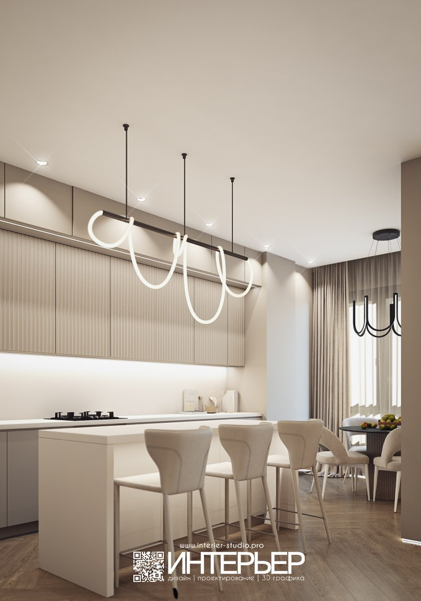 Квартира Михаила. ЖК Печорин. Вариант со светлой столешницей. Дизайн интерьера, 3D визуализация и 3D моделирование. Создание проектов и чертежей. КМВ: Кисловодск, Пятигорск, Ессентуки и удаленно