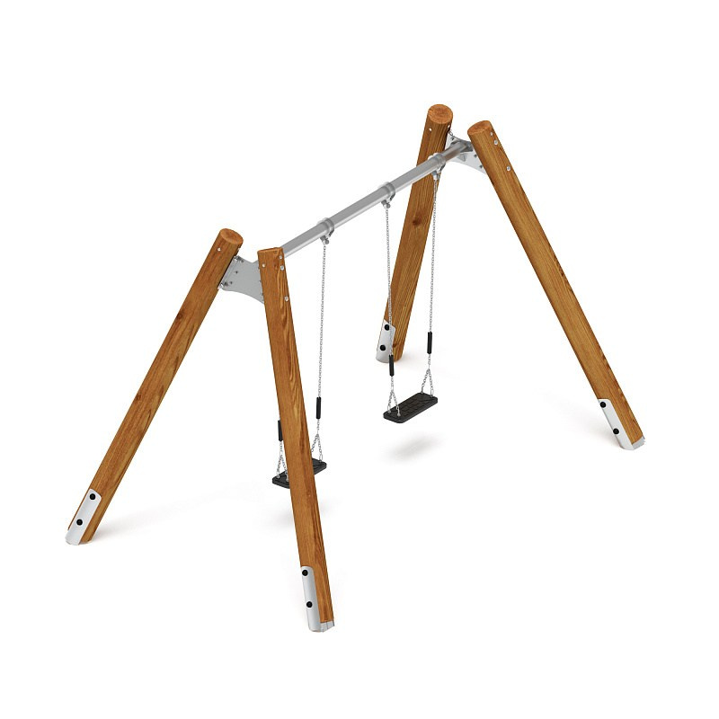 Качели (Лиственница темный) ИО 12.Р.03.03.01-Л.И1.01 Габариты (ШхДхВ): 3800х2250х2470 Зона безопасности, мм: 3800х6950 Возрастные ограничения от 5 до 12 лет, весом не более 70 кг