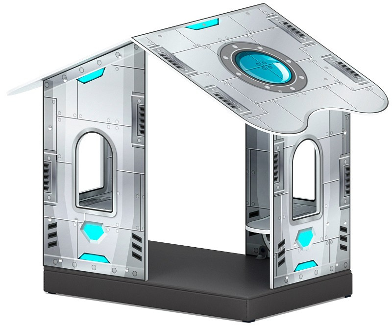 Домик мини 1 (Космопорт) МФ 10.01.10-03 Габариты (ШхДхВ): 1600x1000x1250 Зона безопасности, мм: 2600х2000