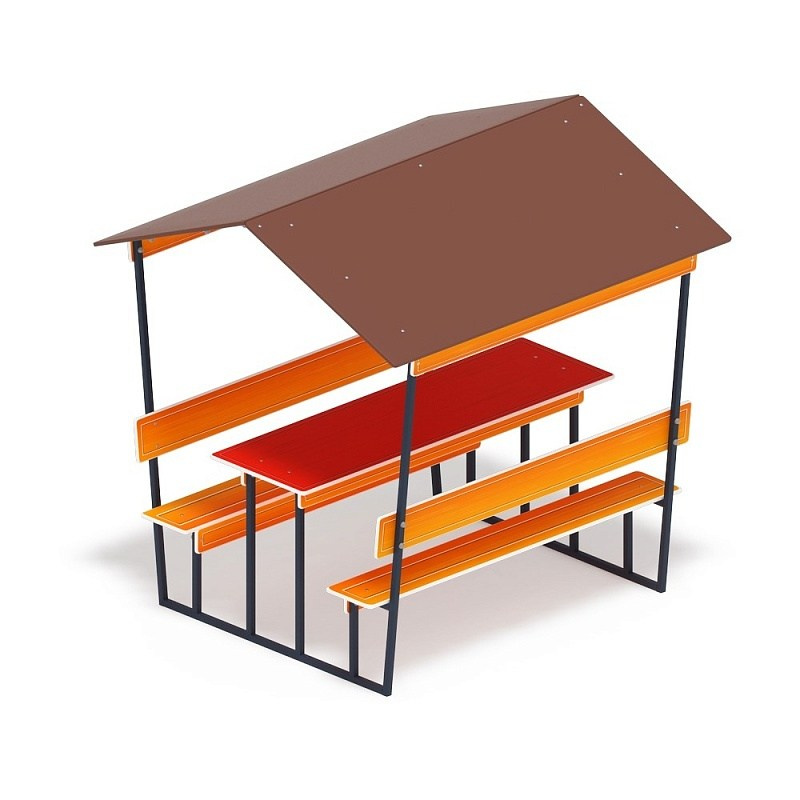 Столик для взрослых с навесом - МФ 32.01.05-01 Габариты (ШхДхВ): 2000x1850x2000 мм Зона безопасности, мм: 3000х2850