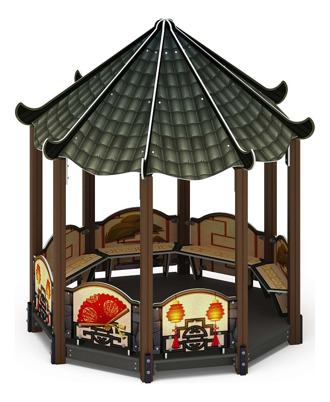 Беседка-пагода Карнавал (Шанхай) - МФ 10.22.01-03 Габариты (ШхДхВ): 2780x2780x3100 Зона безопасности, мм: 4780х4780