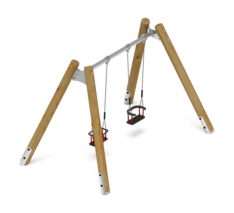 Качели (Лиственница орех) ИО 12.Р.01.04.01-Л.И2.02 Габариты (ШхДхВ): 3800х2250х2470 Зона безопасности, мм: 3800х6950 Возрастные ограничения от 1 до 12 лет, весом не более 70 кг