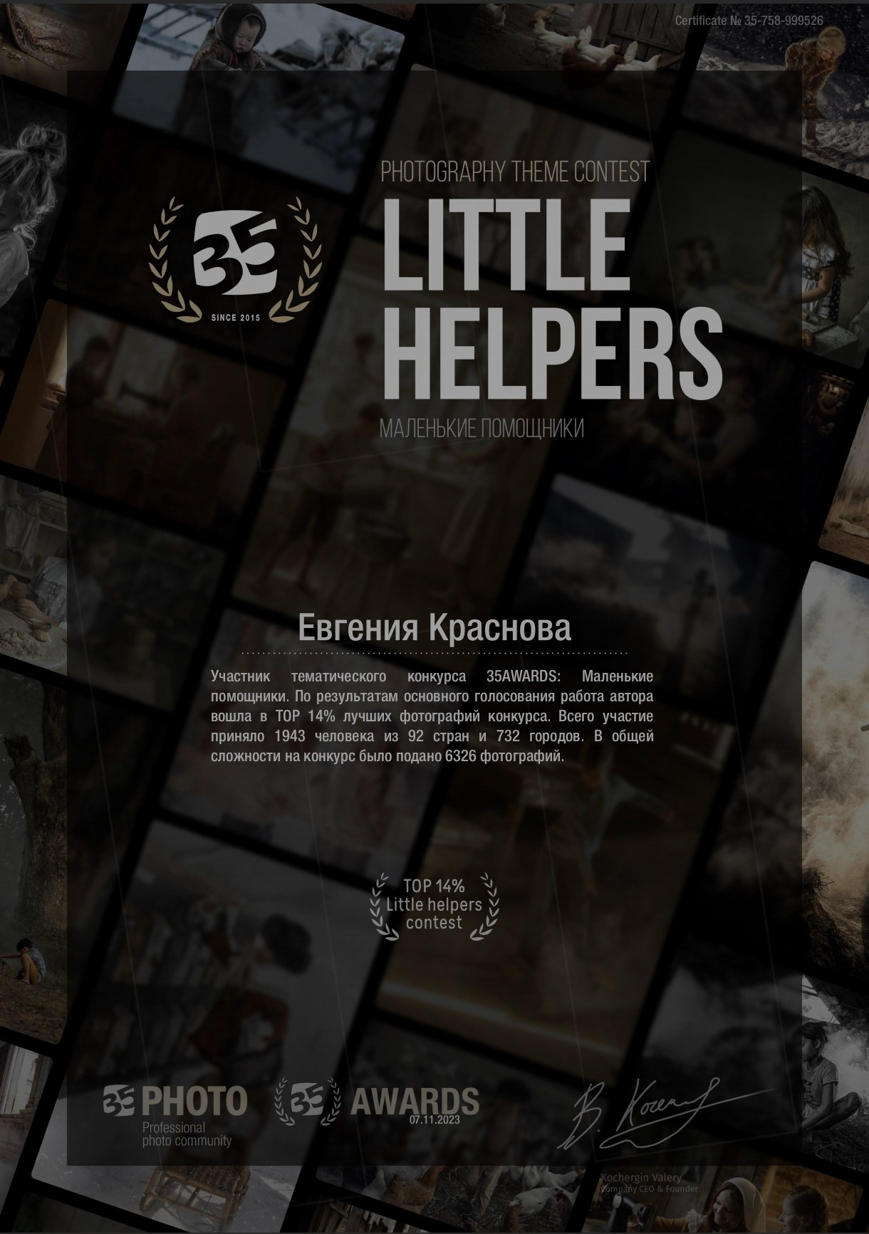 Дипломы. Фотограф в Новосибирске Краснова Евгения