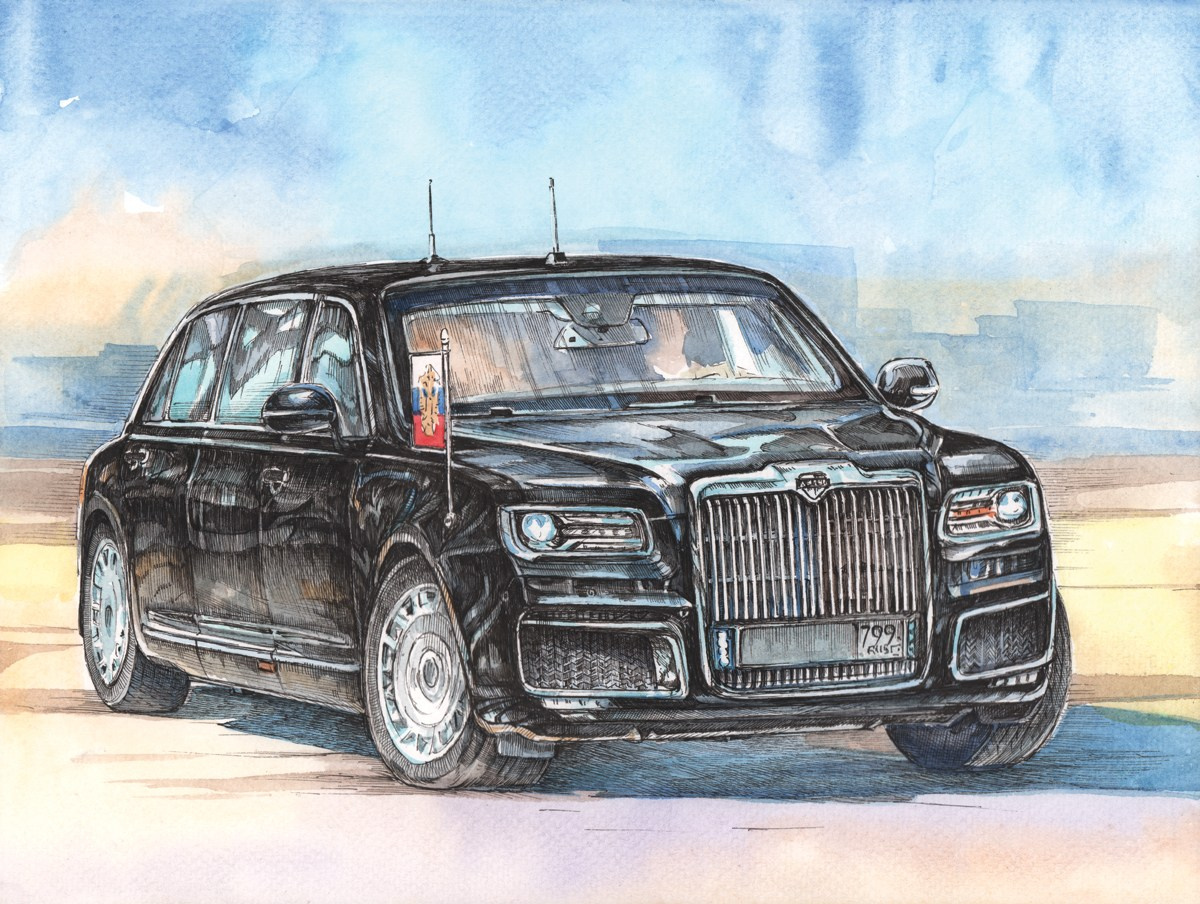 Автомобили Гаража Особого Назначения — работы для музея ГОН. Художник Александр Петрунин