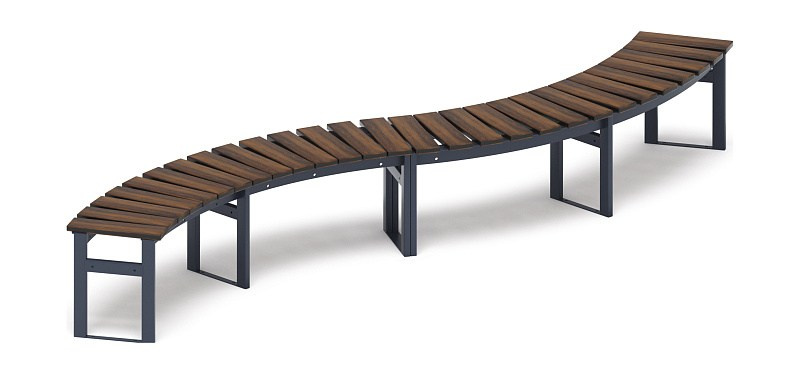 Модульная скамья радиальная (темный дуб) МФ 42.01.20 Габариты (ШхДхВ): 3280х800х450 мм