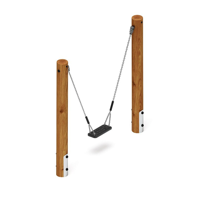 Качели (Лиственница темный) ИО 11.Р.03.01-Л.И1.01 Габариты (ШхДхВ): 2100х180х2050 Зона безопасности, мм: 6950х2100 Возрастные ограничения от 5 до 12 лет, весом не более 70 кг