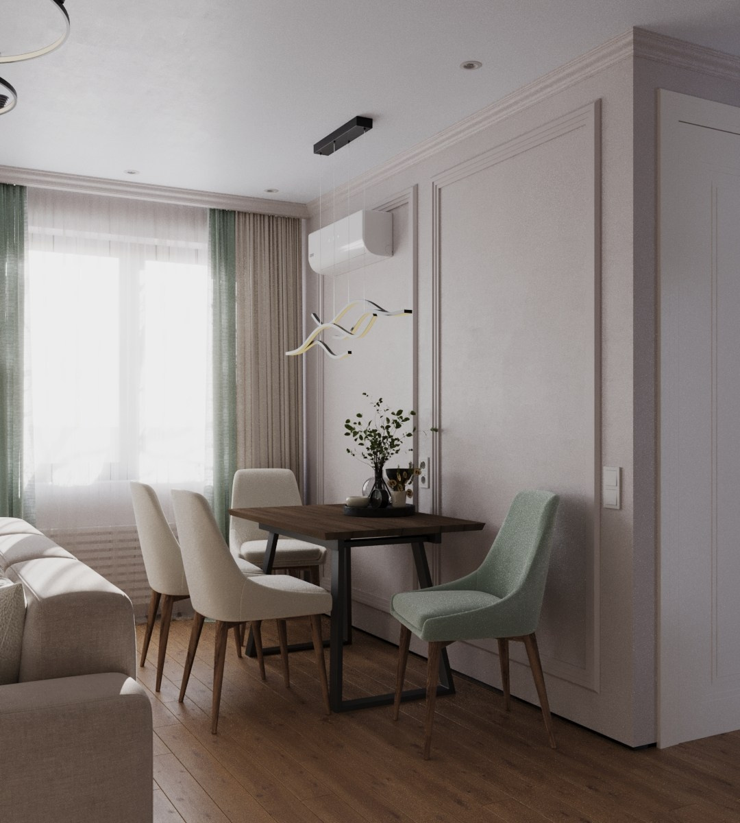 3D визуализация интерьера — Визуализация кухни-гостиной в частном доме | Москва, СПб. 3D-визуализация интерьеров и мебели | Larionova.vis — для студий и дизайнеров