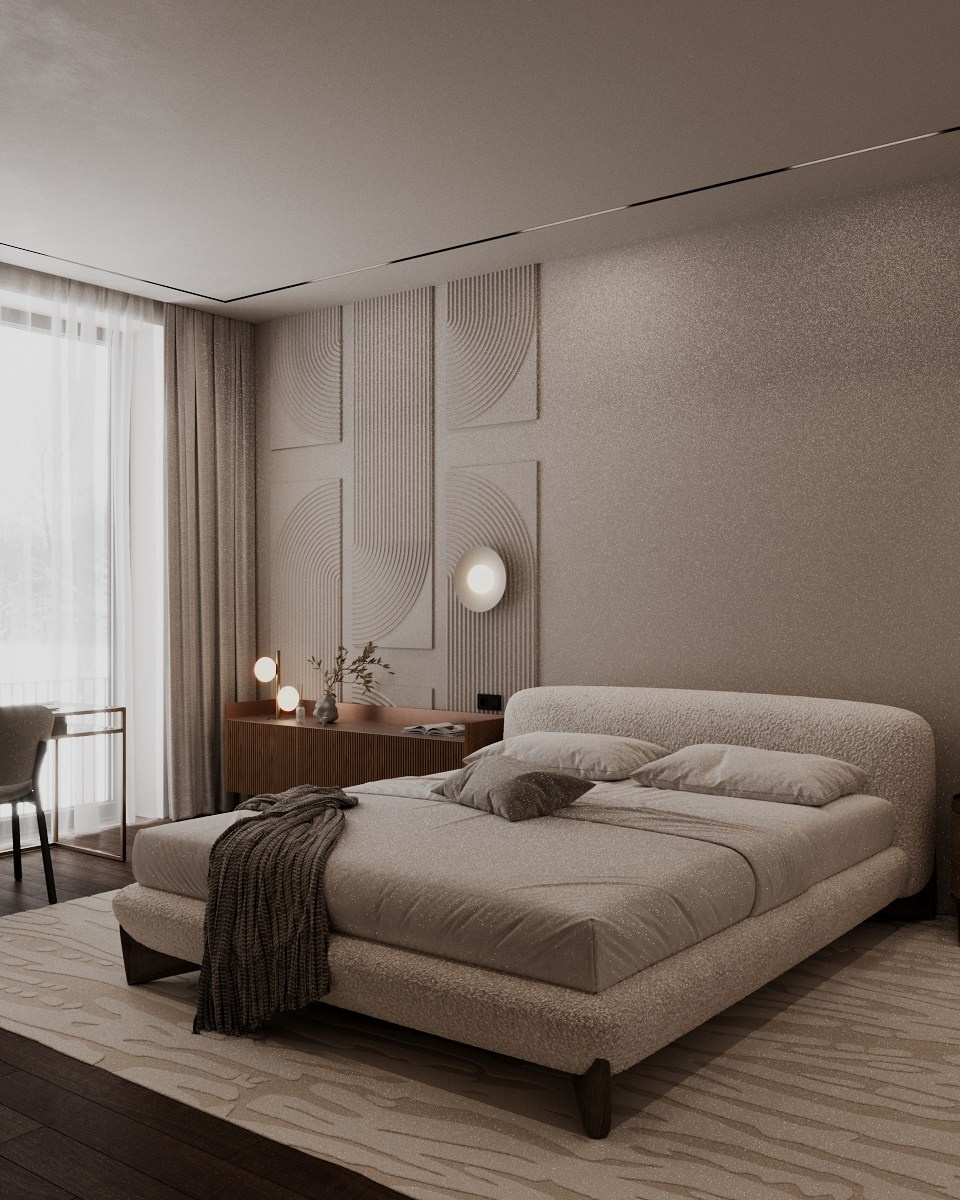 Бежевая спальня Жуковка. Визуализатор Векшина Елена