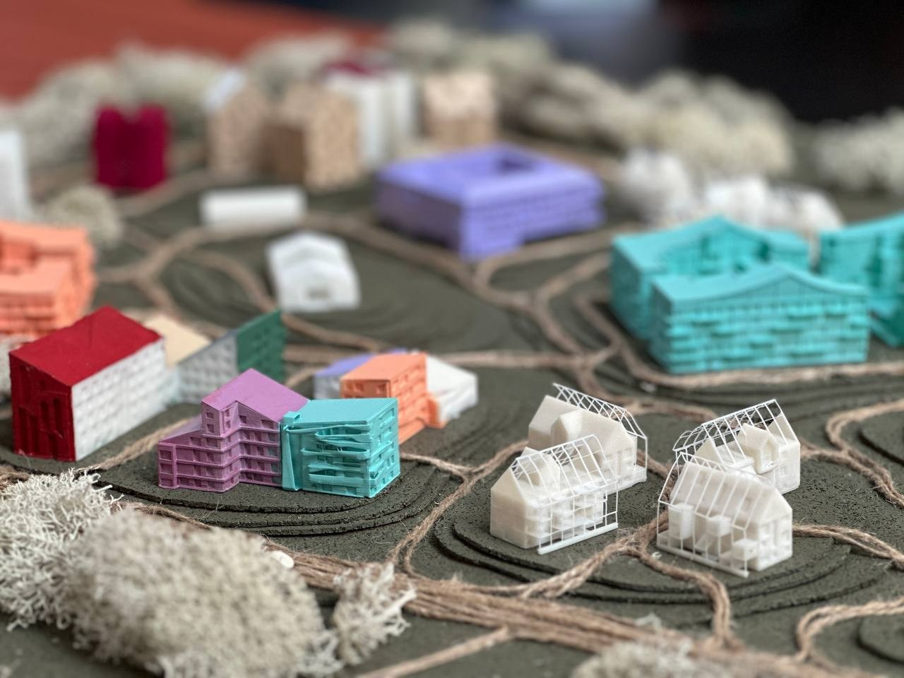 Курсовой макет поселка для студентов МАРХИ часть2. 3D печать