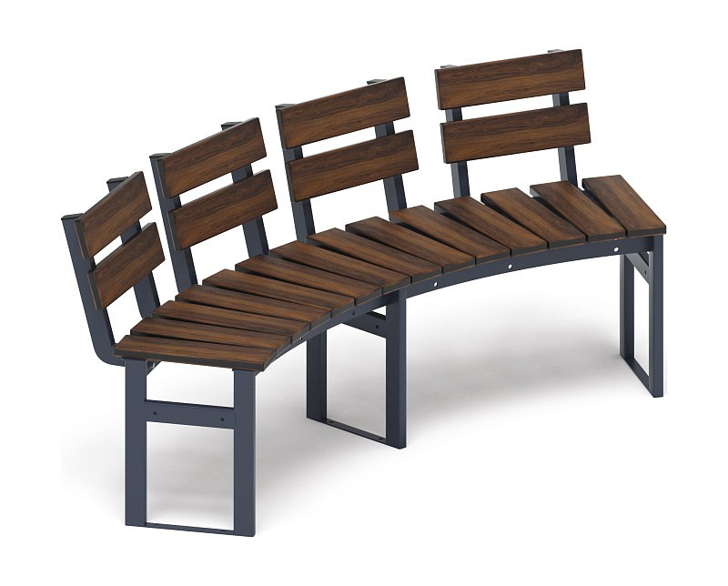 Модульная скамья радиальная (темный дуб) МФ 42.01.18 Габариты (ШхДхВ): 1720х705х740 мм