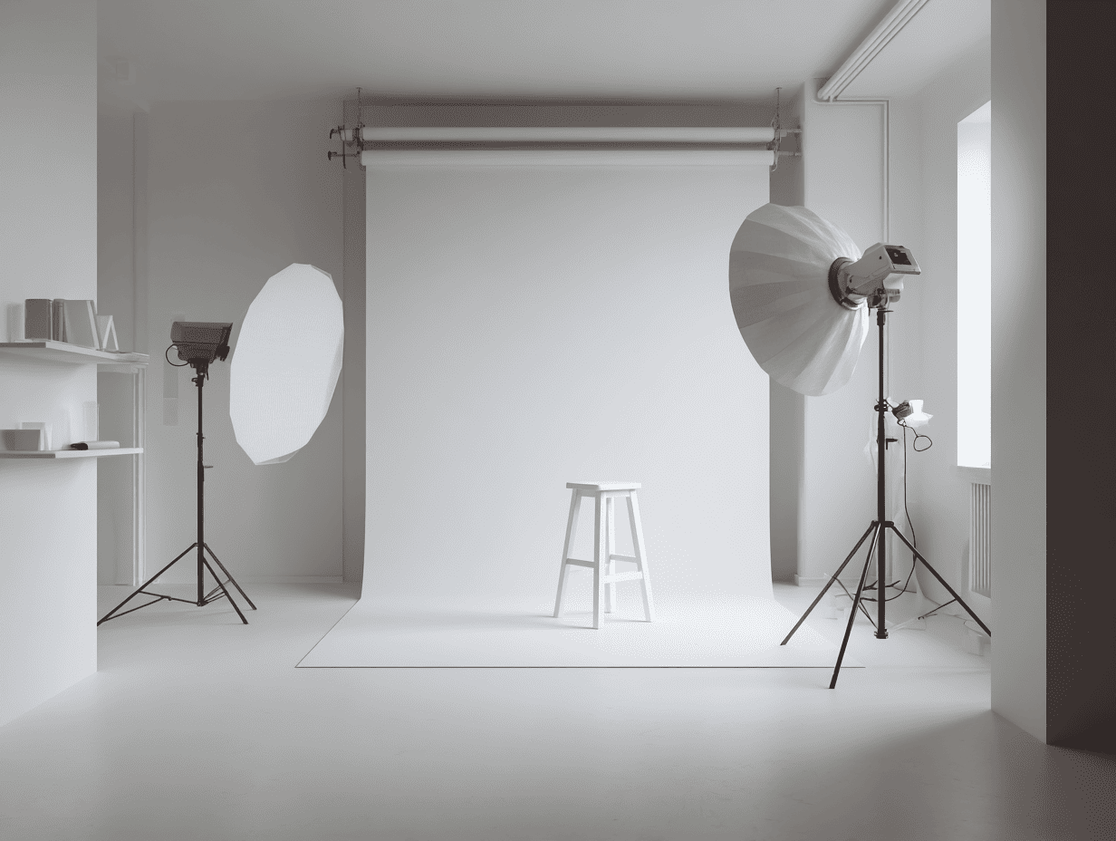 Минималистичная фотостудия с большими окнами и нейтральным фоном для семейной съёмки, фотограф Карасёва Елена