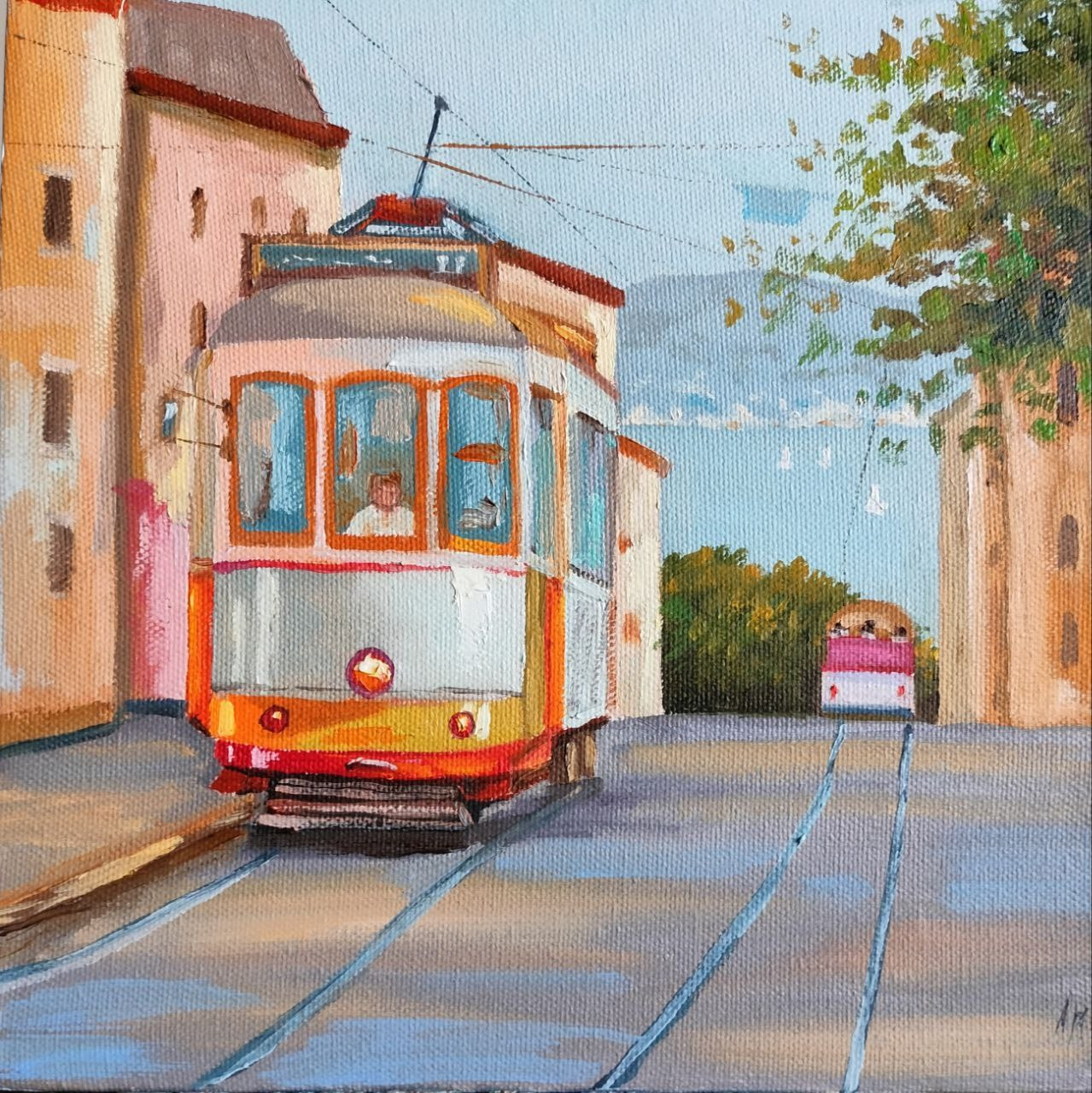 Купить картину маслом в Саратове трамвай