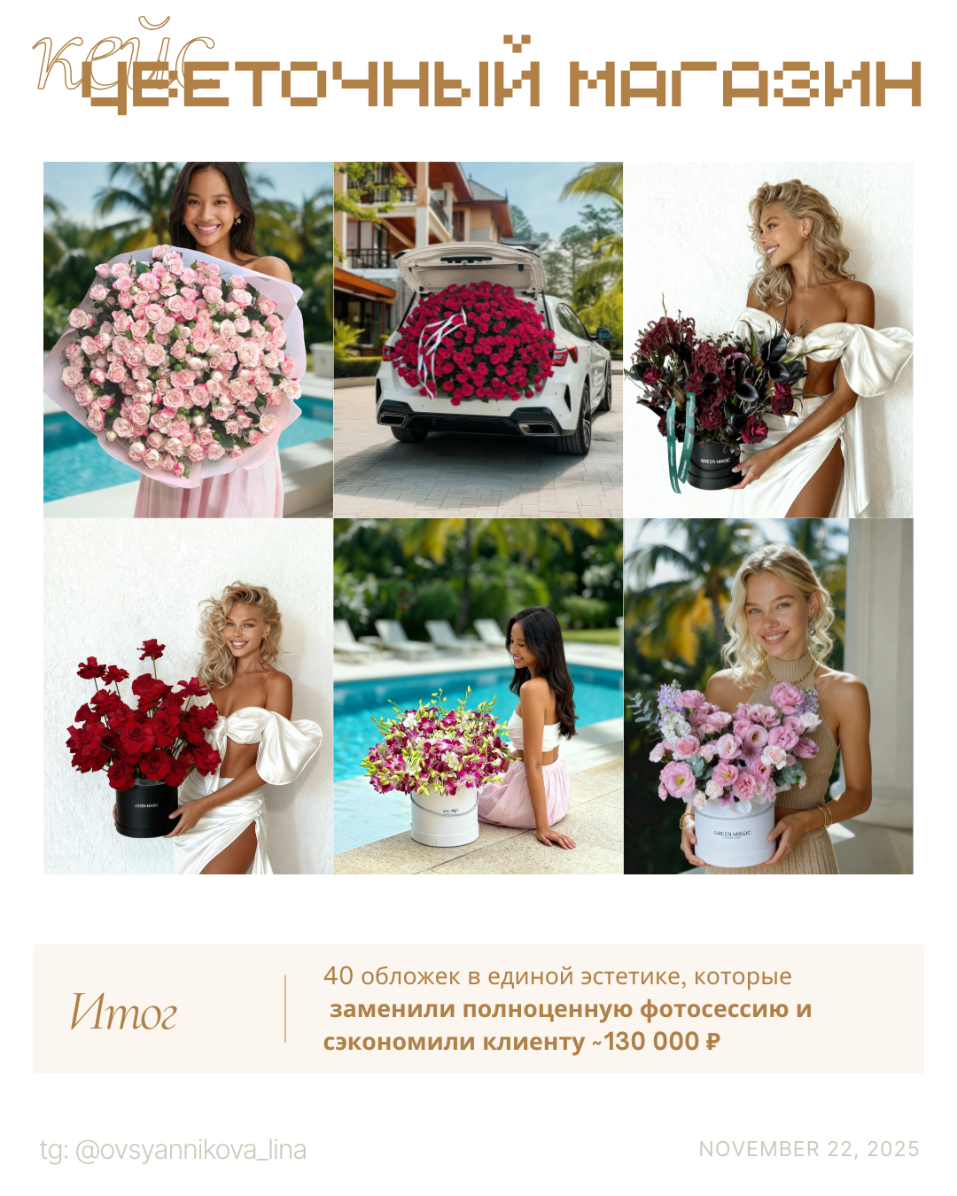 Каталог для цветочного. Ангелина Овсянникова | Гиперреалистичные ИИ-фотосессии для брендов