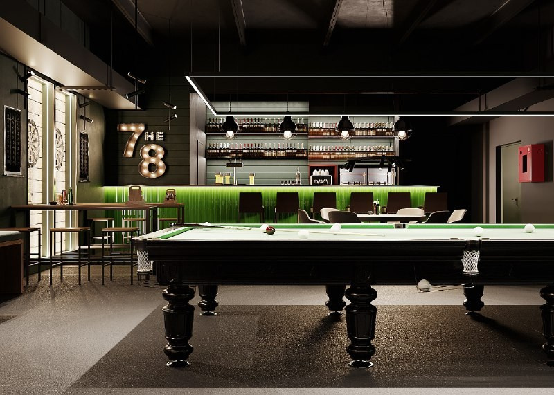 Бильярдный клуб «7не8». АННА ДРОЖИЛИНА дизайнер интерьера