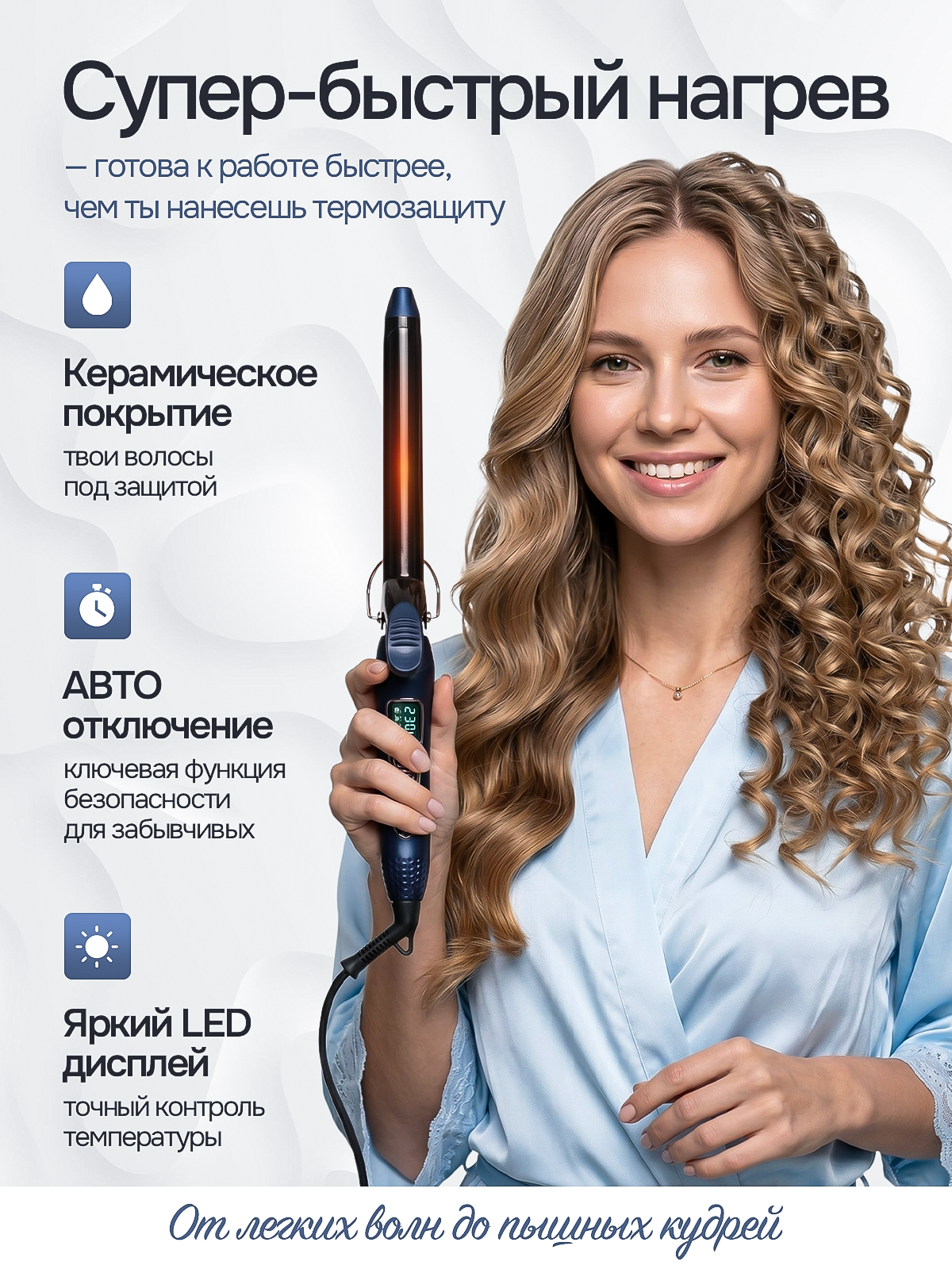 Плойка для волос. Дизайн карточек для маркетплейсов