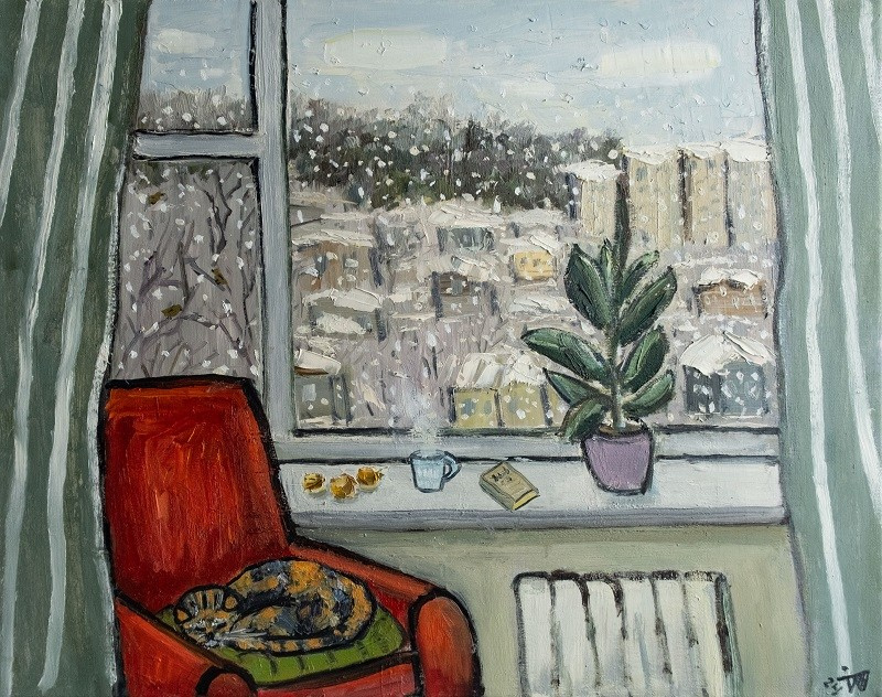 Уютный январь. Холст, масло, 40х50, 2024.