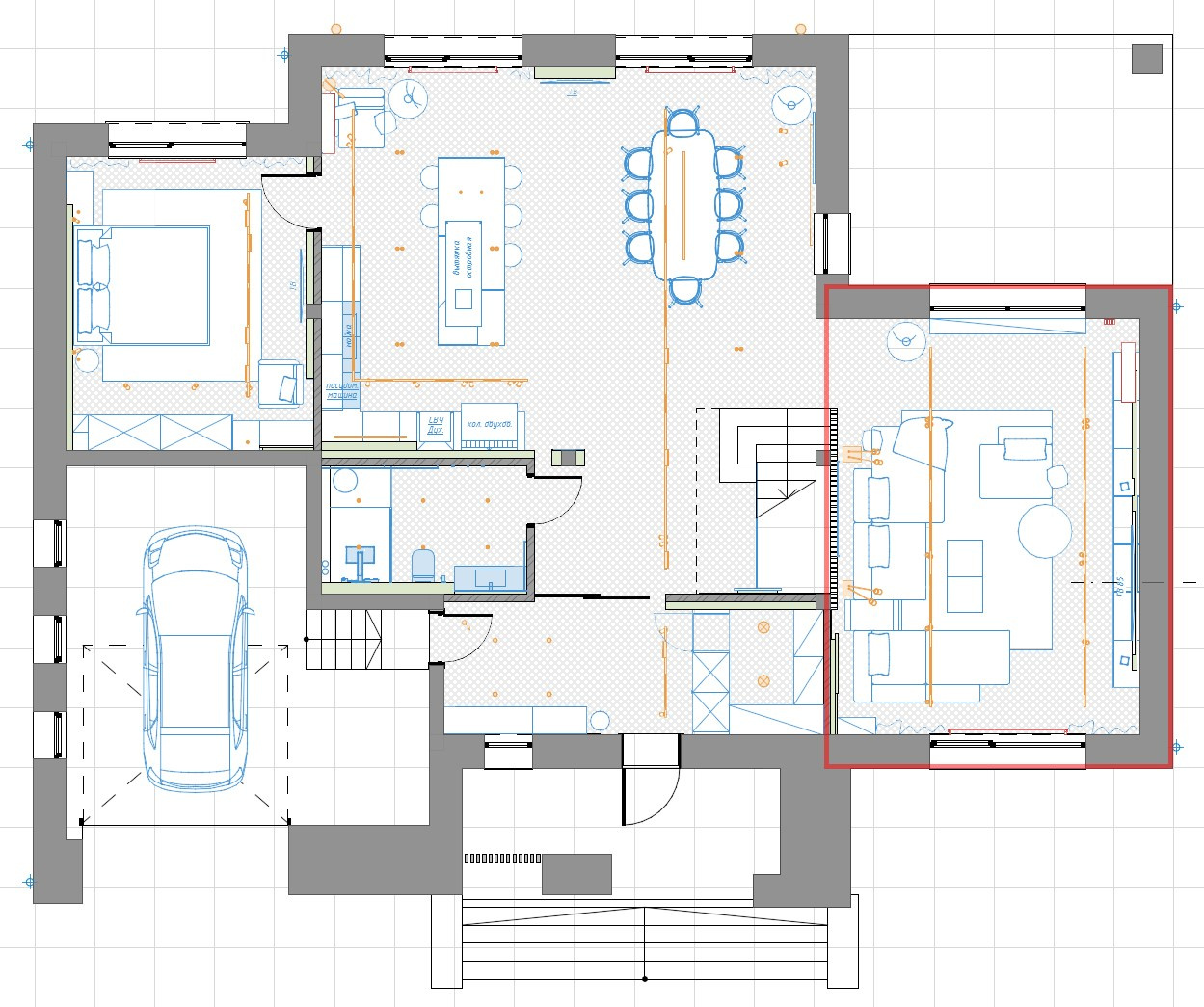 Гостиная (1 этаж). 3D-дизайнер Кристина Пуляевская