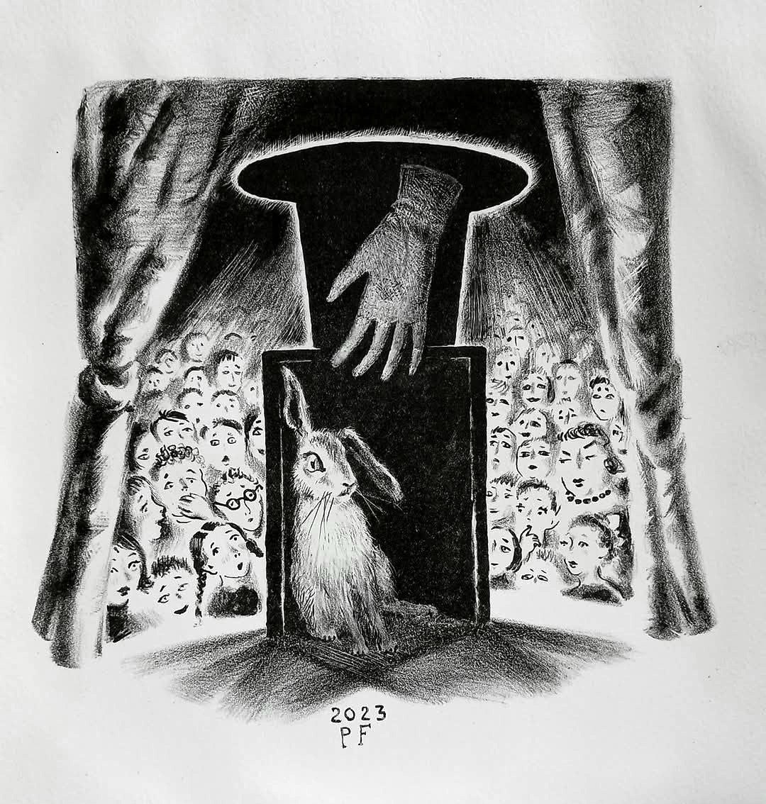 Перфеличка, открытка, печатная графика, литография, год кролика