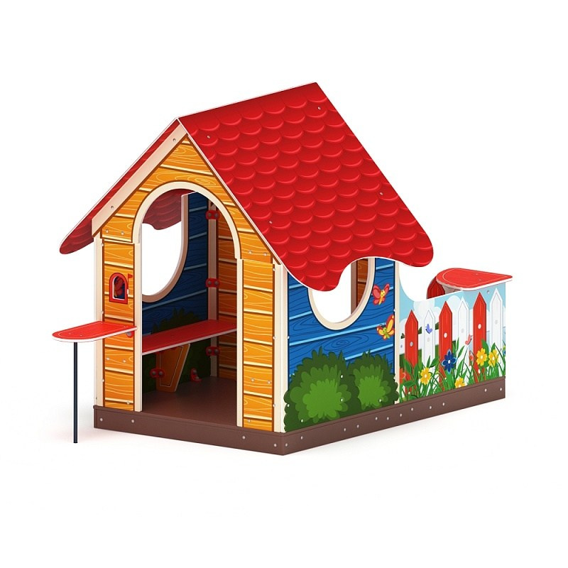 Домик мини тип 3 - МФ 10.01.12 Габариты (ШхДхВ): 2430x1680x1720 Зона безопасности, мм: 3430х2680