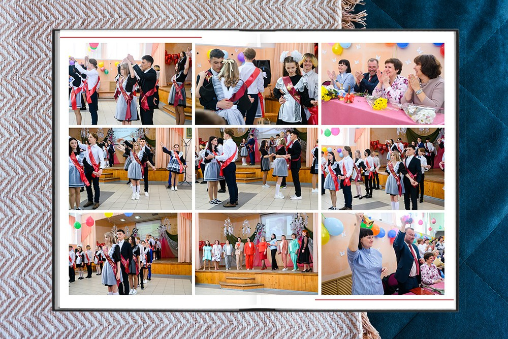 Выпускной альбом для 9 и 11 классов. Белый с акцентами. Студия выпускных альбомов Ольги Галкиной. Томск