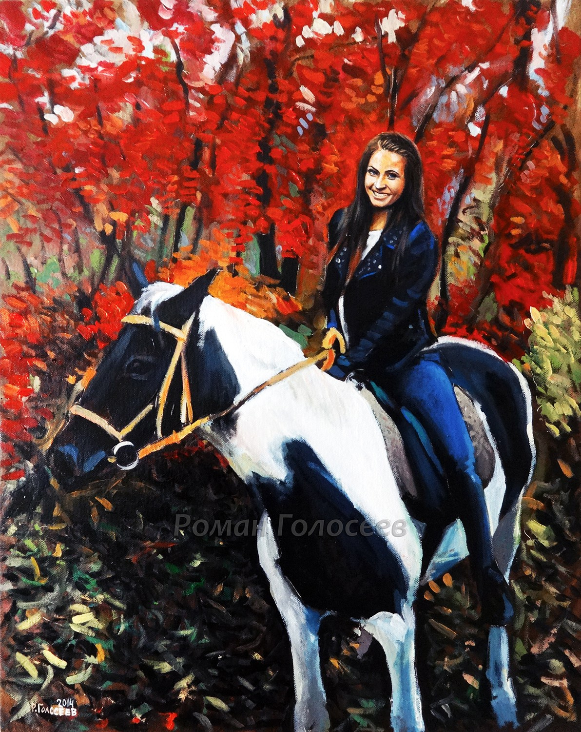 "Наездница", 50х40,  холст, масло, 26.11.2014