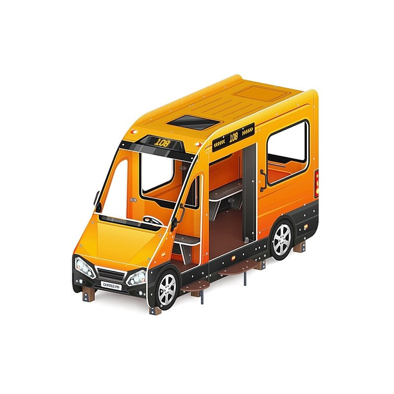 Автобус (оранжевый) - Беседка - МФ 10.03.13-01 Габариты (ШхДхВ): 3300x1400x1800 Зона безопасности, мм: 5300х3400