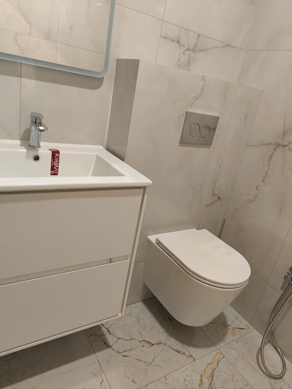 Ванная комната (ул. Симонова д. 11). Ремонт санузла, туалета, ванной под ключ в Казани. Укладка плитки