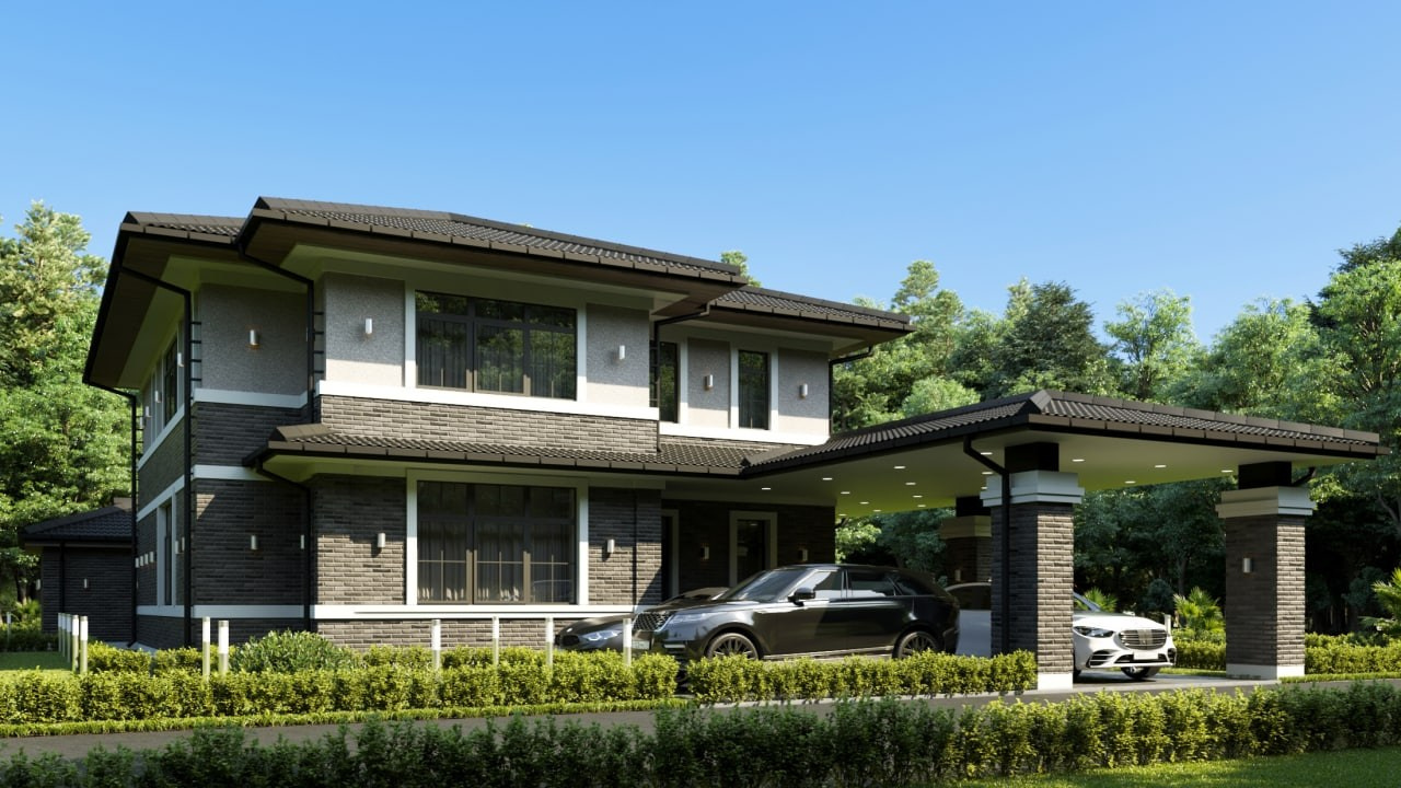 Двухэтажный дом площадью 185 м² в классическом современном стиле в п.Витязево. Архитектор Вера Каракезиди