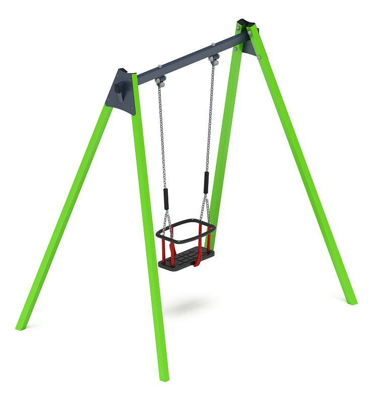 Качели М1 (зеленый) - ИО 11.М.04.03-02.И1 Габариты (ШхДхВ): 1995х1450х2070 Зона безопасности, мм: 2000х7000 Возрастные ограничения от 3 лет, весом не более 70 кг