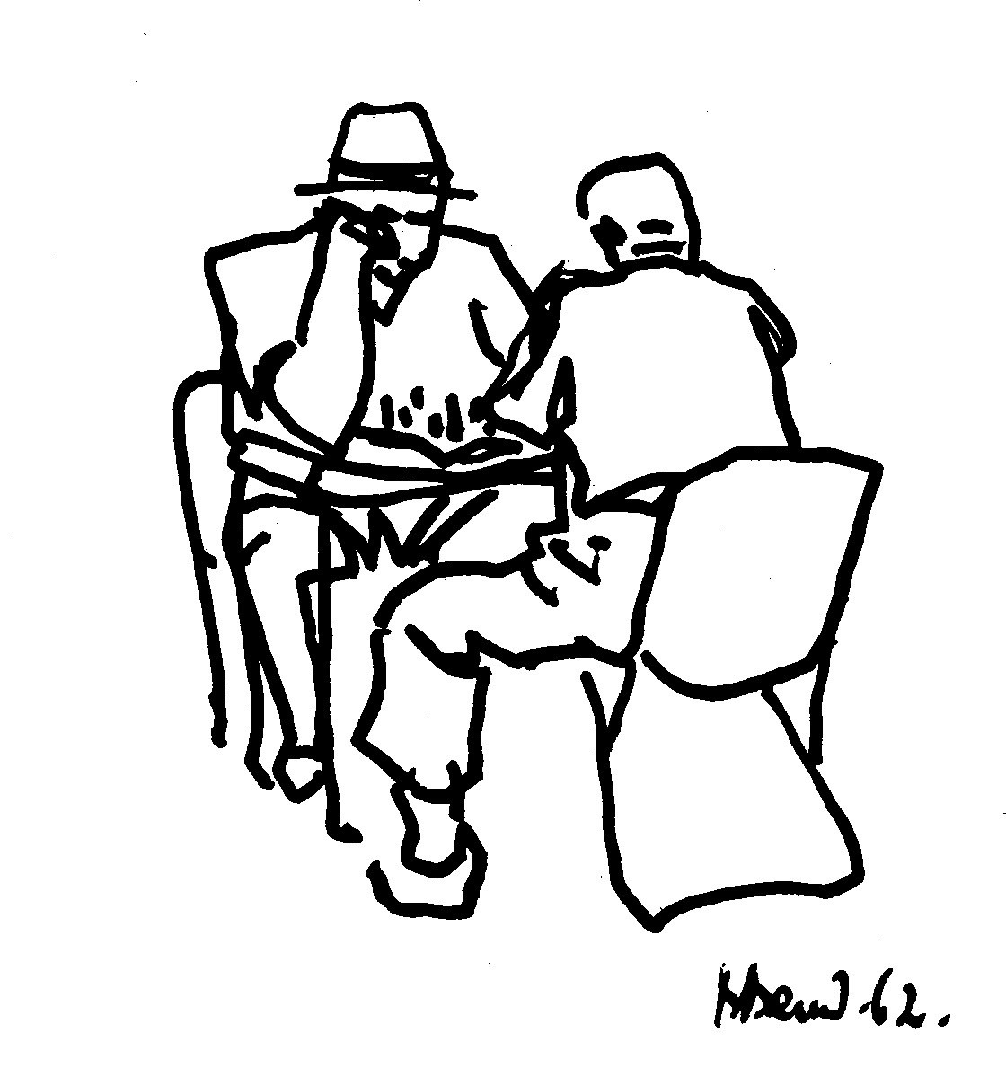 1962.Шахматисты.Тушь,перо редис