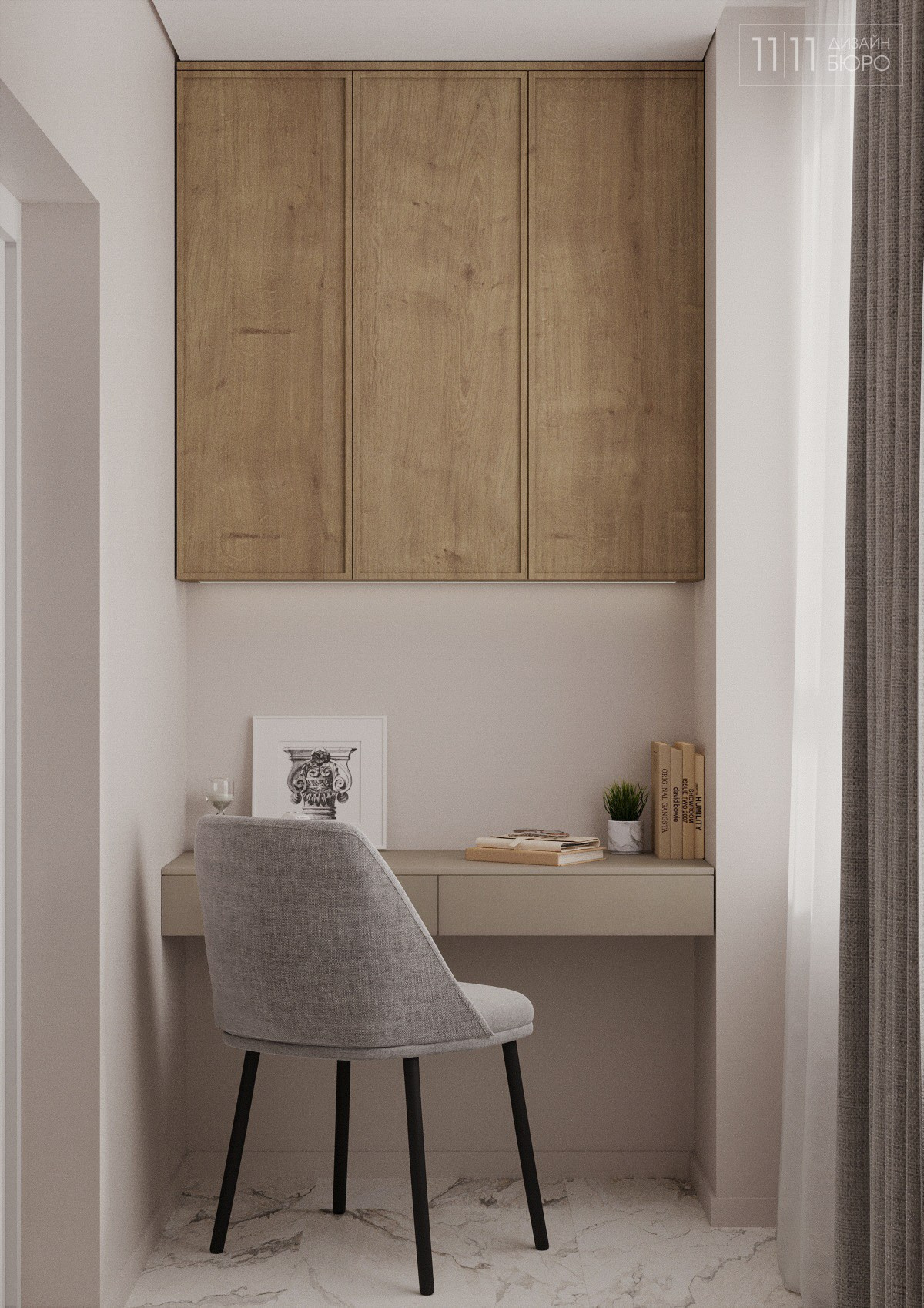 Кабинет на балконе, интерьер рабочего места на балконе