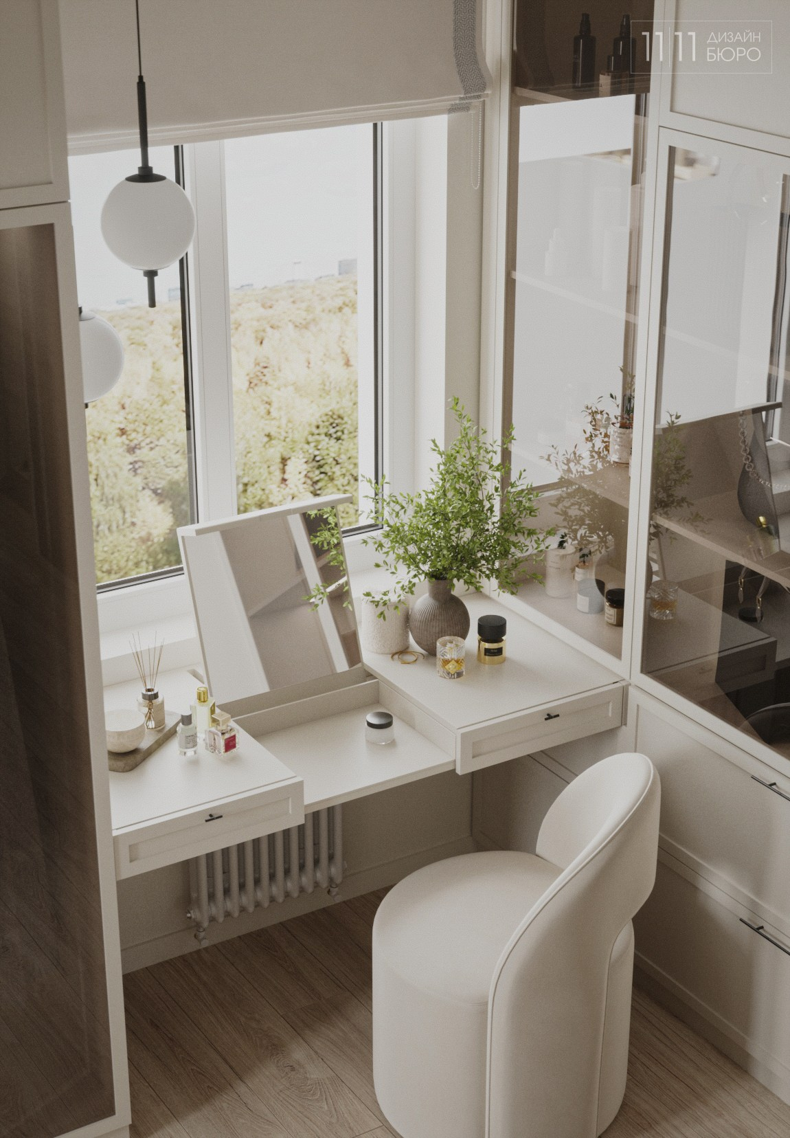 Столик для макияжа в гардеробной комнате